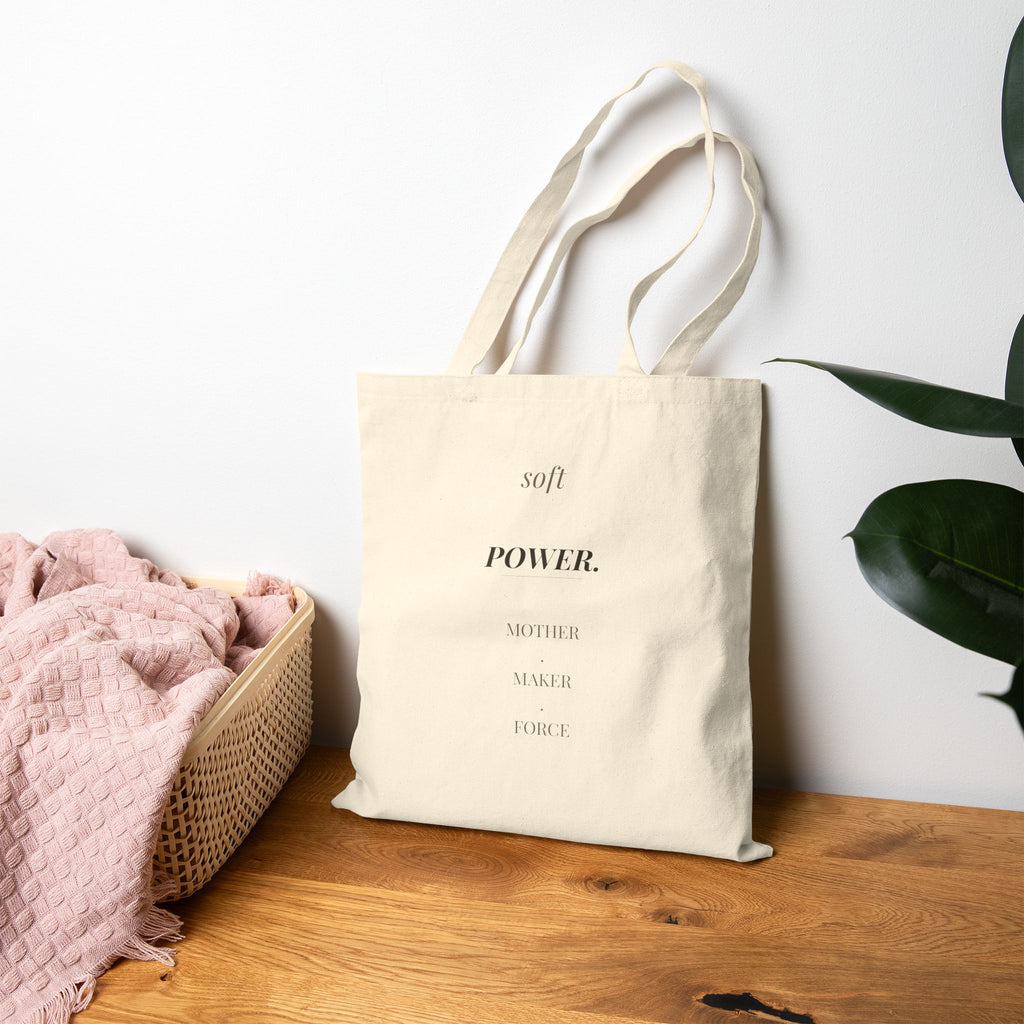 Mother's Day Heavy Canvas Tote – "Est. MAMA" & "Soft Power" | Baseline Apparel