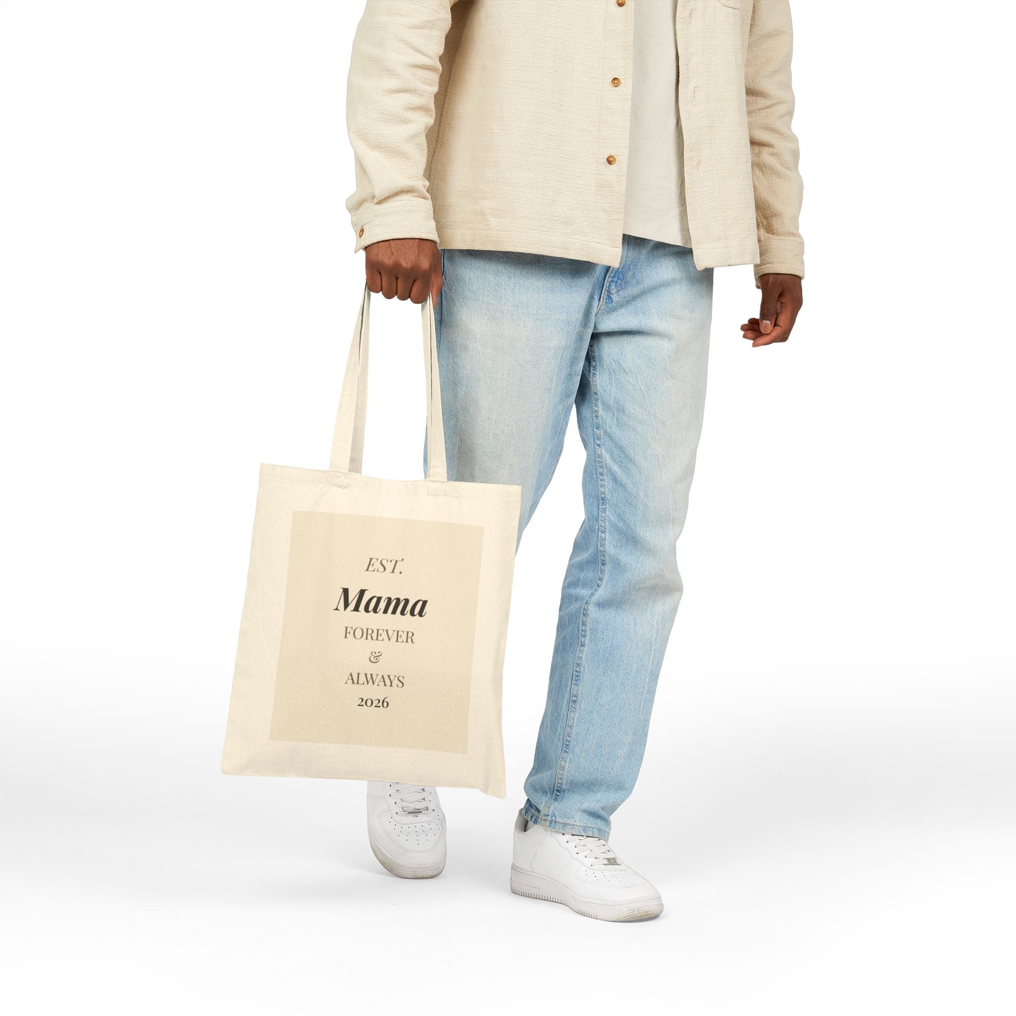 Mother's Day Cotton Canvas Tote Bag – "Est. MAMA" & "Soft Power" | Baseline Apparel